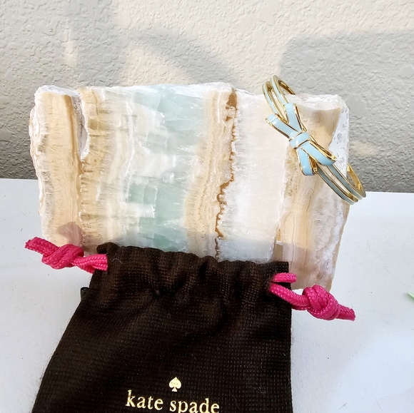 Kate Spade EUC New York Teal Enamel Double bow Bangle Bracelet🩵♠️ $25 - Picture 4 of 7